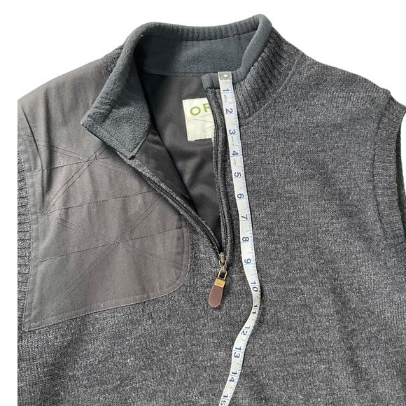 ORVIS Mens 100% Wool Vest 1/4 Zip and Shooting Patch on Shoulder Gray Large - Picture 8 of 9